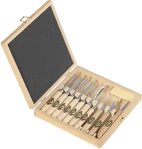 Two Cherries 11 Piece Carving Chisel Set in Wood Box