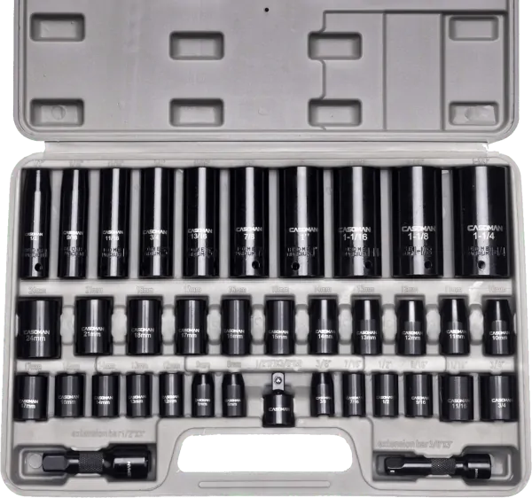 Casoman Complete 35 pcs 3 8 in SAE metric impact socket sets Casoman Complete 35 pcs 3 8 in SAE metric impact socket sets