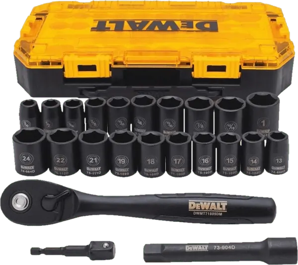 DeWalt DWMT74739 23 pcs 1 2 in SAE metric impact socket sets DeWalt DWMT74739 23 pcs 1 2 in SAE metric impact socket sets