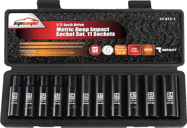 EPAuto 11pcs 1 2 in metric impact socket set EPAuto 11pcs 1 2 in metric impact socket set