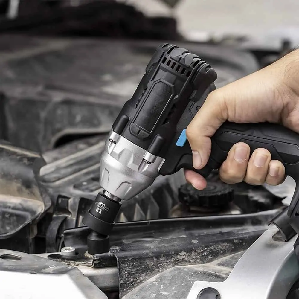 Impact socket set being used by power tool Impact socket set being used by power tool