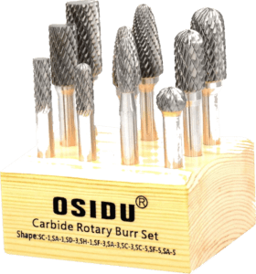 Osidu 10 pcs 1 4 inch shank double cut tungsten carbide burr bits