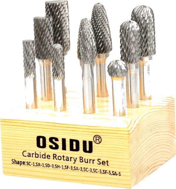 Osidu 10 pcs 1 4 inch shank double cut tungsten carbide burr bits