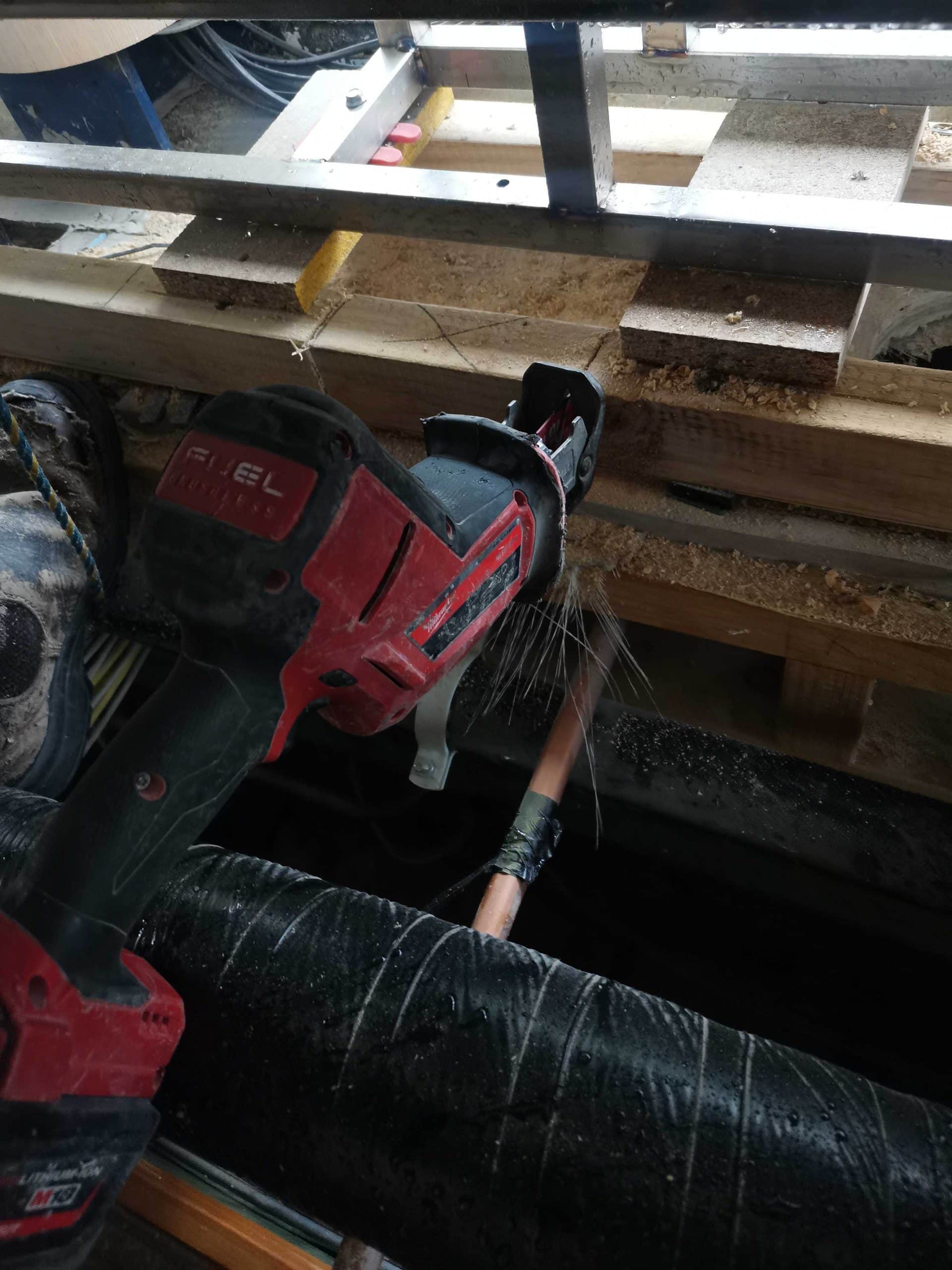 Cutting wood with my Milwaukee Sawzall