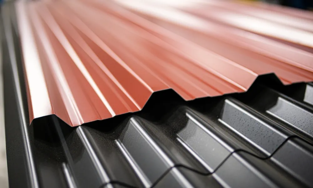 Piled up roofing sheets