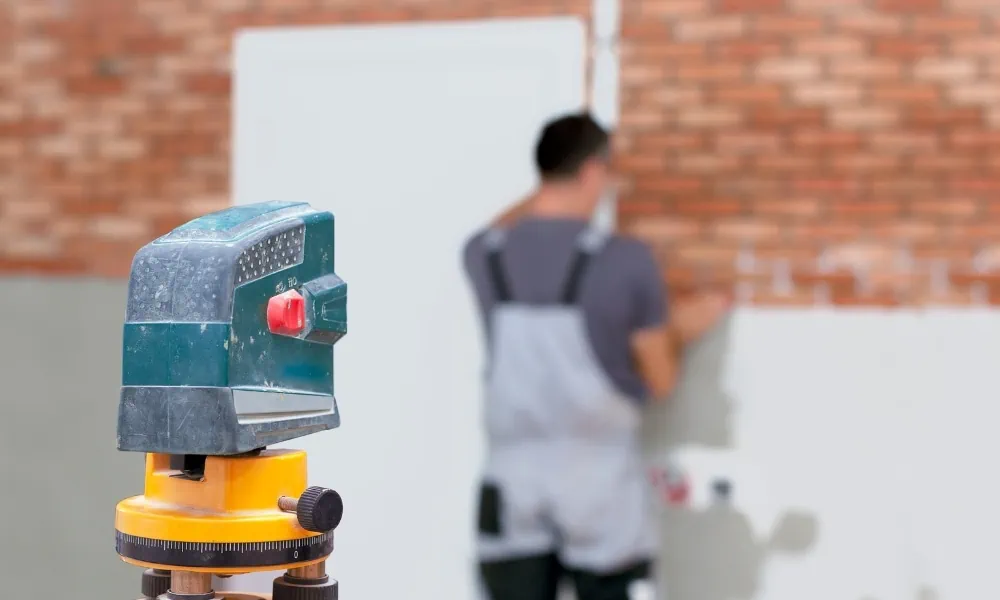 Using laser level on a brick wall