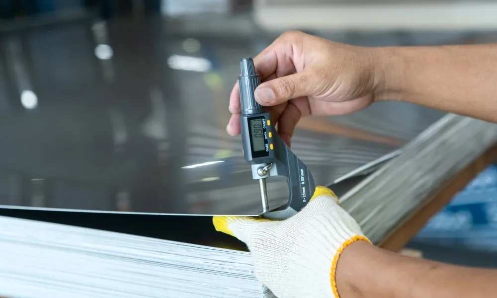 Measuring thickness of sheet metal