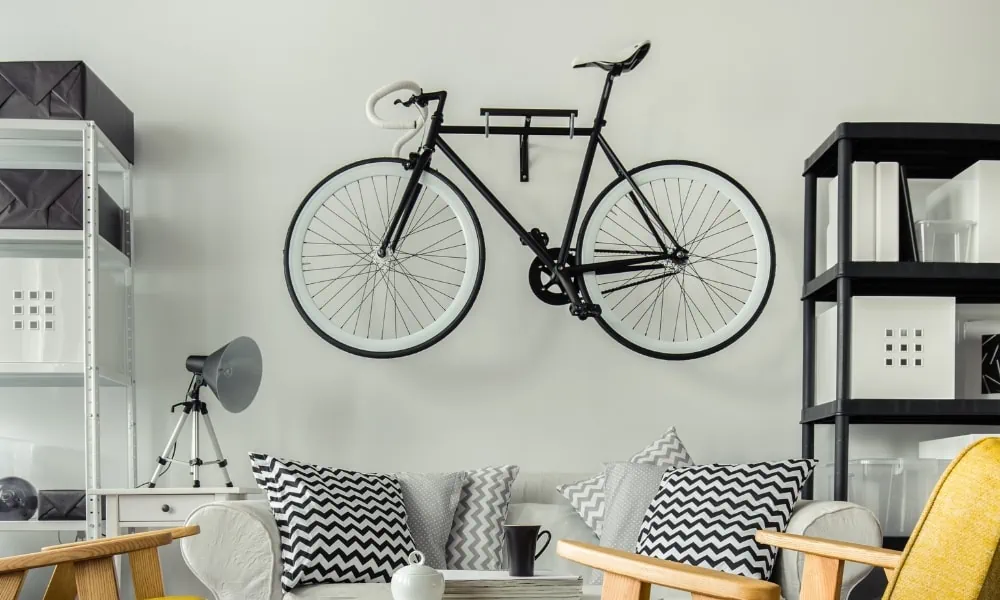 leveling a bike rack on the wall