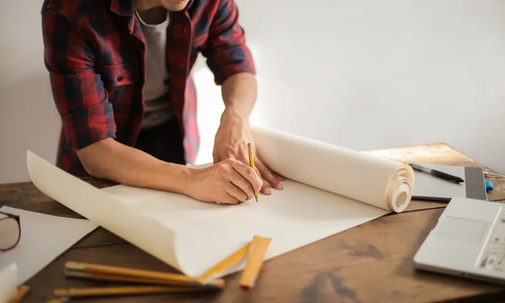 Drafting measurements on a piece of paper