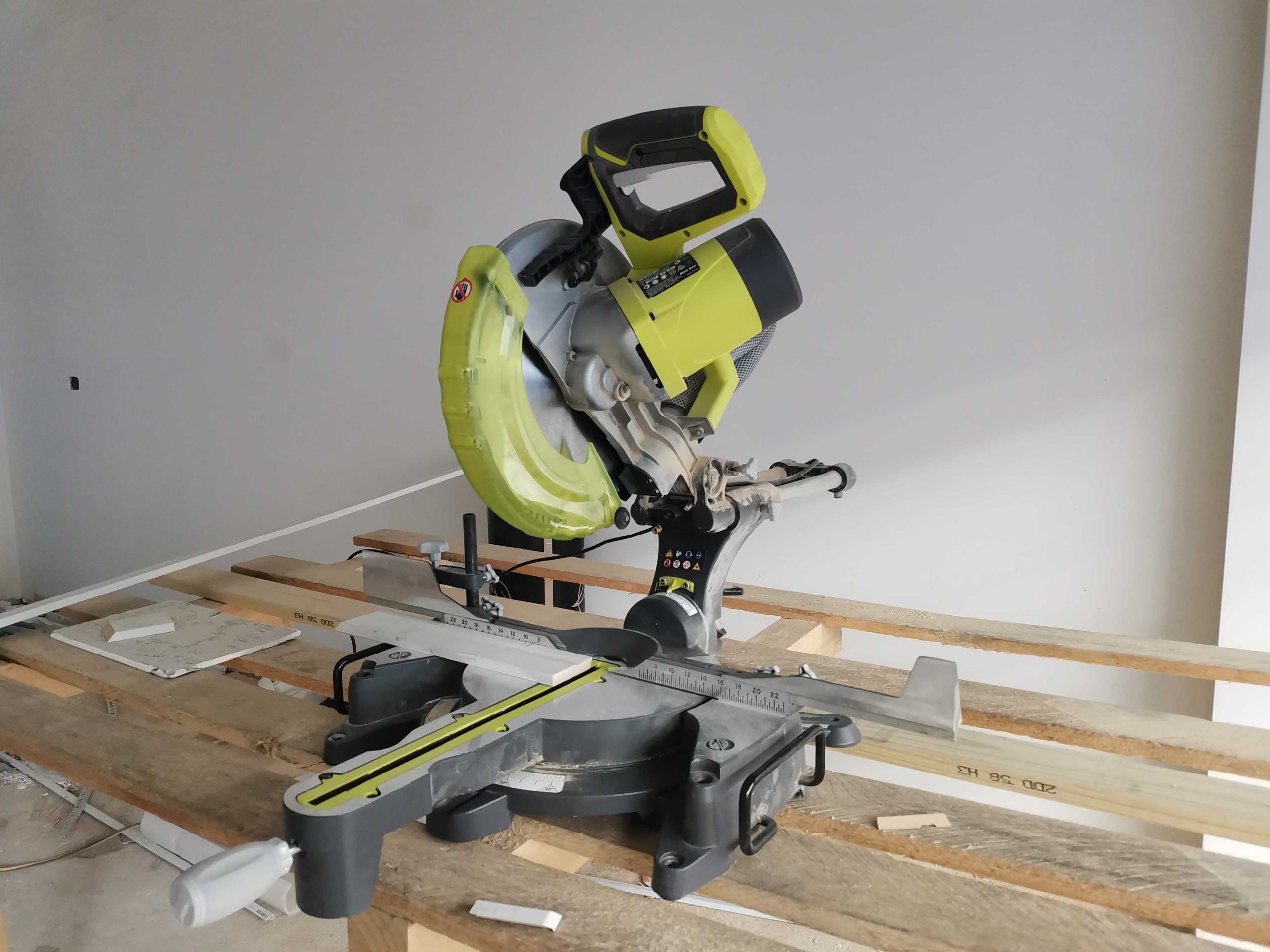 Close up of Ryobi miter saw