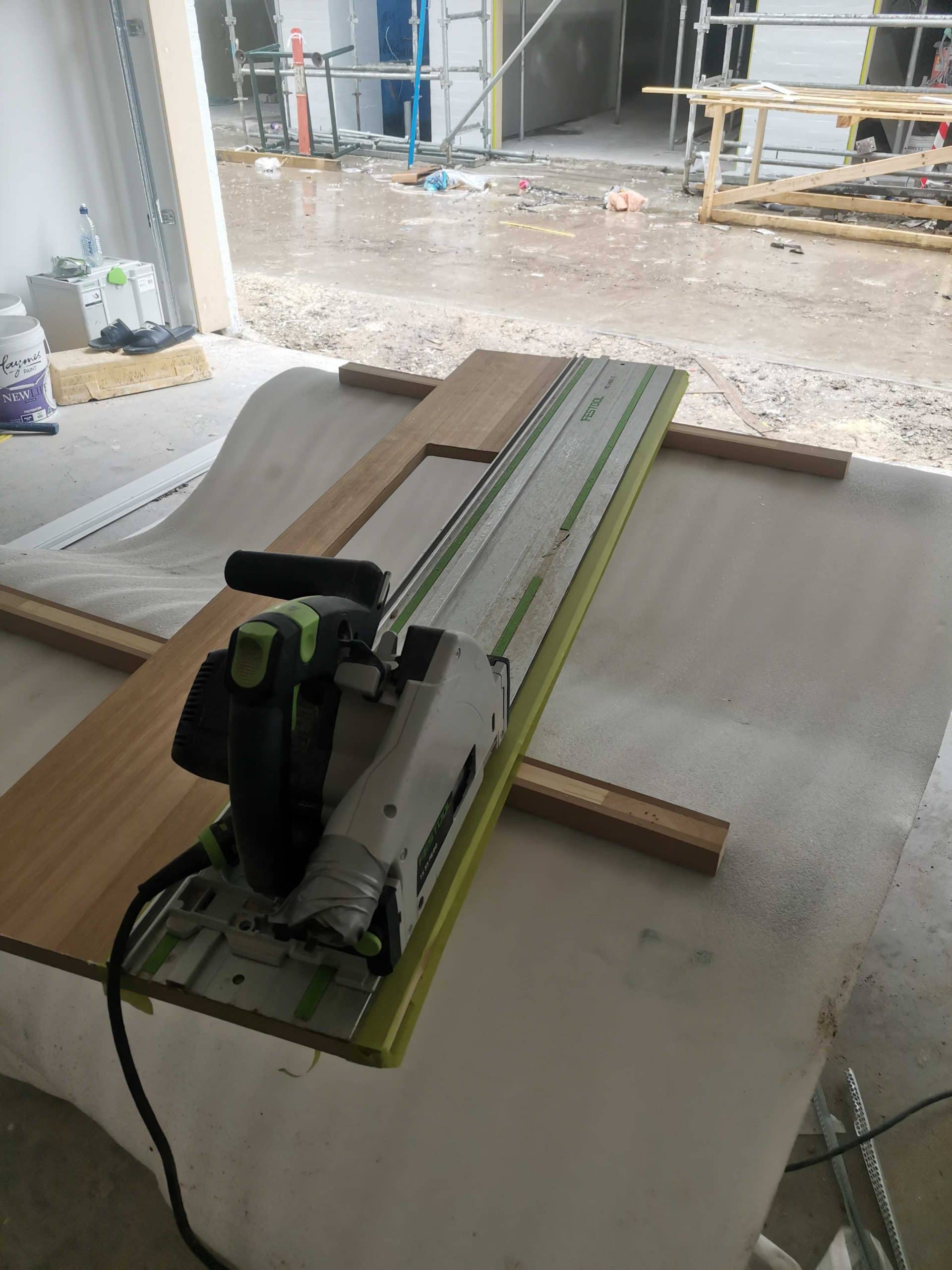 Festool tracksaw used onsite