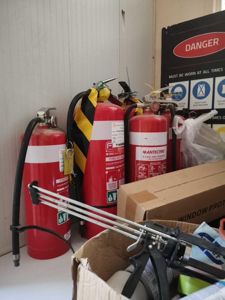 Fire extinguishers for construction site