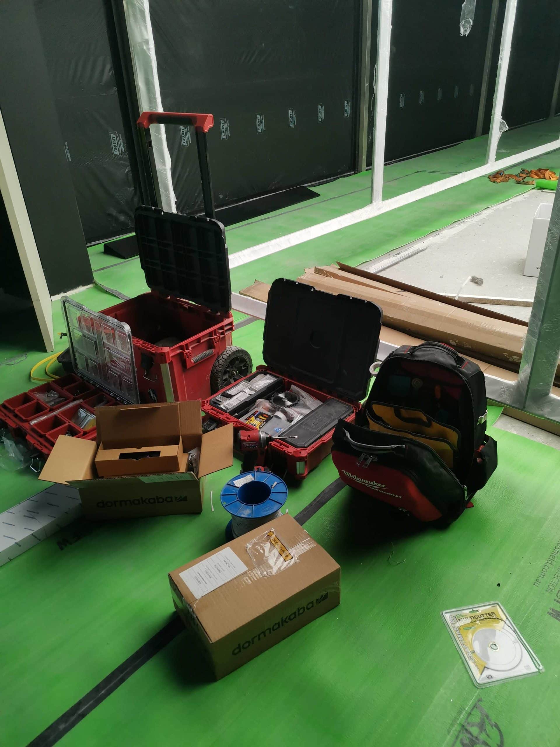 Opened tool box, case, and bag by MIlwaukee